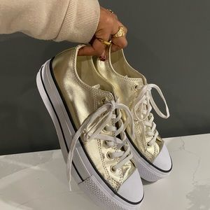 Gold Metallic Converse Platforms